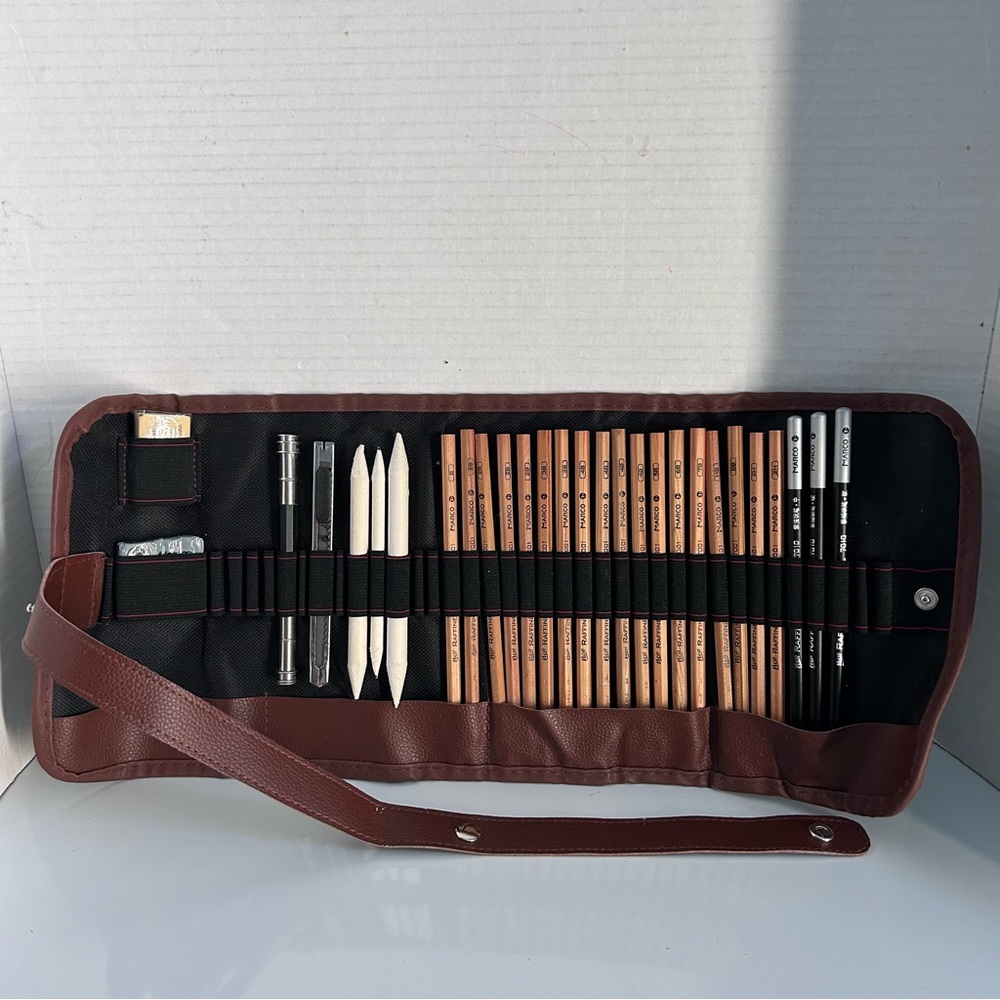 29 pcs drawing sketch pencil set with canvas roll